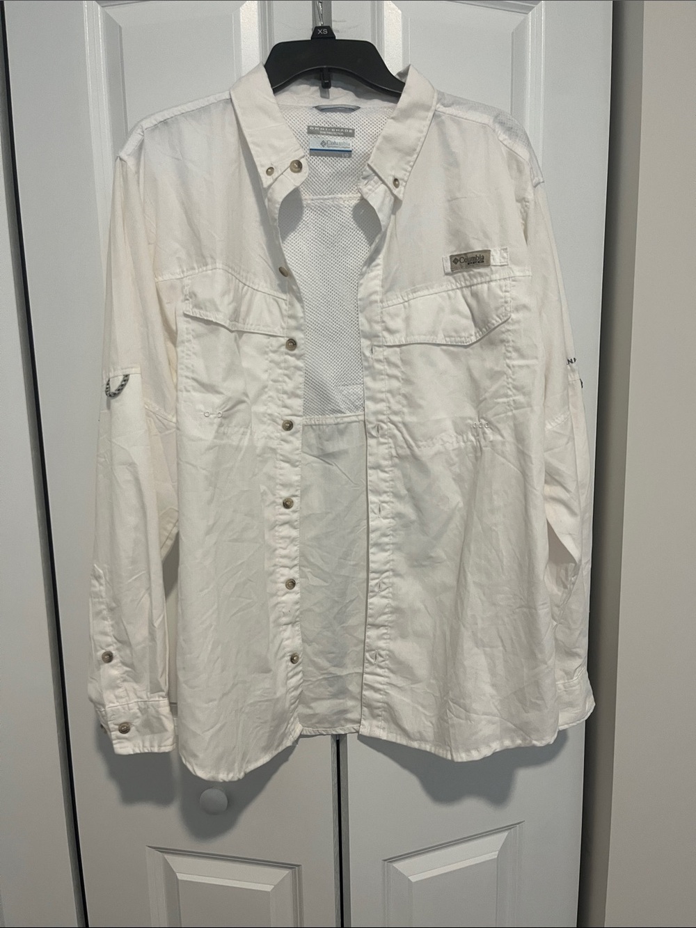 Columbia White Long-Sleeve Ventilated Fishing Shirt